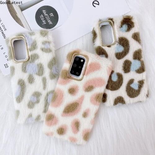 Cute Flocky Leopard Print Furry Fluffy Phone Cases For Huawei P40 Mate 40 30 20 Honor 30S Nova 8 pro 7 6 SE Plus Pro Soft Cover