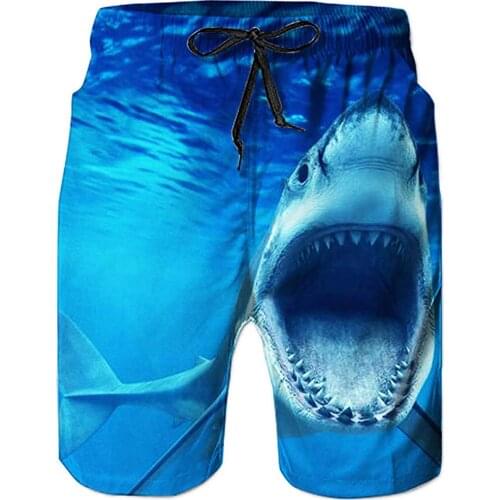 Ocean Shark 3D All Over Printed Mens Shorts Unisex Streetwear Shorts Summer Beach Polyester Casual Shorts DK-35