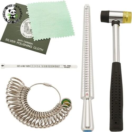 Pandahall 1 Set Jewelry Measuring Tool Sets with Ring Mandrel and Ring Sizers Model for Jewelry Making Tool Sets