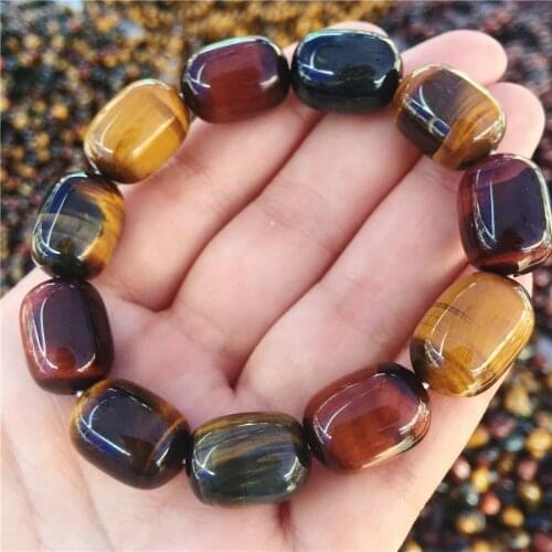 Natural tiger eye stone Hand catenary tiger eye stone hand domineering bracelet crystal jewelry gift couple Red yellow blue