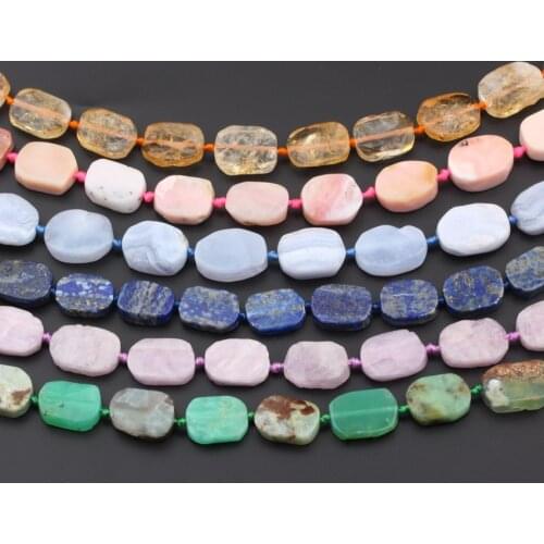 Natural Lapis Pink Opal Stone Oval Slab Loose Beads Pendant Findings,Middle Drilled Slice Stone Beads For DIY Jewelry Making