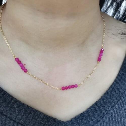 Faceted Ruby Necklace Delicate 14K Gold Filled Chain Choker Collier Femme Collares Mujer Women Boho Necklace Statement Jewelry