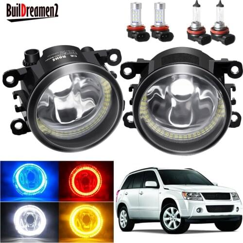 Angel Eye Fog Light Assembly For Suzuki Grand Vitara 2 / II JT 2005-2015 Car Front Bumper Fog Lamp with Halo Ring DRL 20W 12V