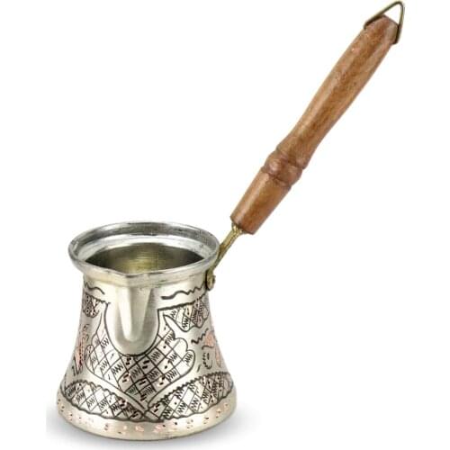 Rose Flower Silver Copper Coffee Pot 5 Cups Turkish Coffee (526)