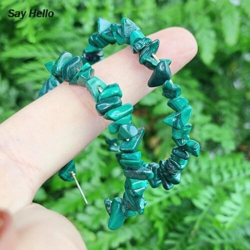 SAY HELLO Trendy Boho Malachite Stones Gravels Big Circle Hoop Earrings Womens Earrings Jewelry Femme Boucle d'oreille K4299
