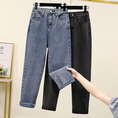 Winter Thick Fleece Warm Loose Mom Harem Pants Jeans Women High Waist Casual Streetwear Female Blue Denim Pants Plus Size 2XL