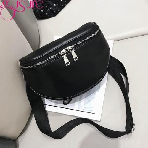 Gusure Fashion Women Bag Solid Color Crossbody Saddle Bags Street Style Girls' Double-zipper Chest Pack Phone Purse