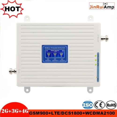 Repeater GSM 900 1800 2100 Tri-Band Booster 2G 3G 4G LTE 1800 70dB Mobile Phone Signal Amplifier Cell Phone Repeater for Europe