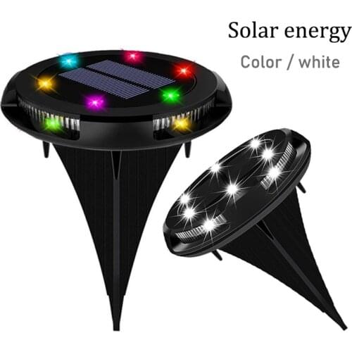 10LED Solar Buried Light Color Garden Lawn Lamp Outdoor Waterproof Underground Lamp Floor Pathway Stairs Deck Light