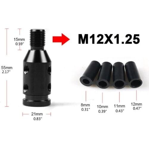 Universal Car Manual Gear Shift Knob Adapter M12x1.25 Aluminum Threaded Shifter 23GC