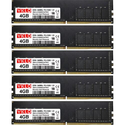 VKLO 5 pieces kit DDR4 4GB 8GB RAM 2400MHz 288PIN DIMM Desktop Memory PC4-19200 NON-ECC Unbuffered 16banks AMD Intel compatible