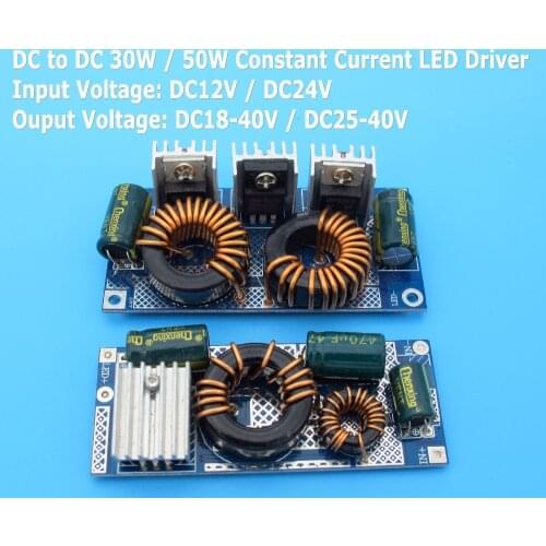 High Quality DC 12V - 24V to DC 25 - 40V Constant Current LED Driver 30W 50W Low Voltage Power Supply