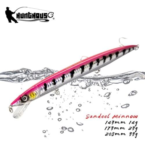 Hunthouse Savage Gear Minnow Fishing Lure Floating Sandeel Jerk Bonitos Seabass Fishing Tackle Long Casting Seawater Hard Bait