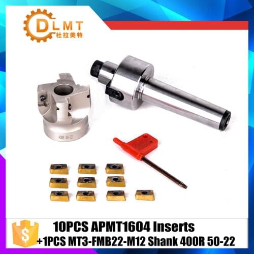 1PCS MT3-FMB22-M12 Face Milling CNC Cutter BAP400R 50-22 Durable Shank + 10pcs APMT1604 Inserts