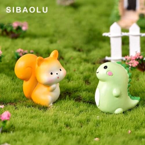 1pc squirrel rabbit dinosaur Figurine Animal Model Landscape DIY Home Decor Miniature Fairy Garden Decoration Accessories Modern