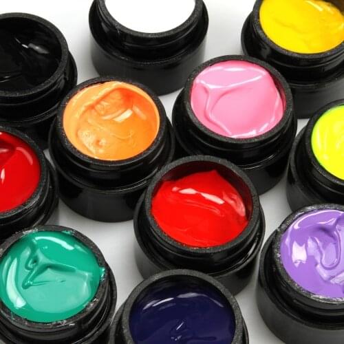 12 Colors/set 10g 3D Nail Art Paint Draw Painting Acrylic Color UV Gel Tip DIY