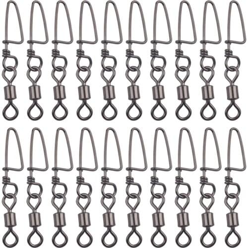 20pcs Stainless Steel Fishing Swivels Snap Ball Bearing Rolling Sea Fishing Connector Fishing Tackle Accessories