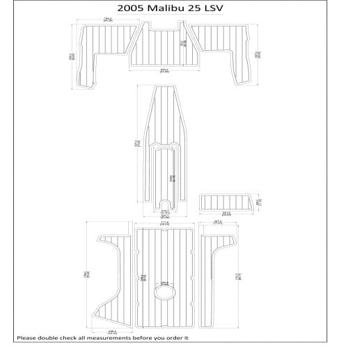 2005 Malibu 25 LSV Cockpit Pad Boat EVA Teak Decking 1/4" 6mm