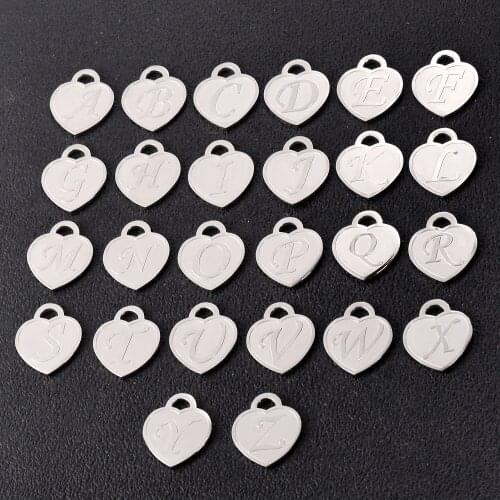 3Pcs/Lot Stainless Steel A-Z Initial Alphabet Letters Tags Charms Pendants Diy Jewelry Making Dropshipping