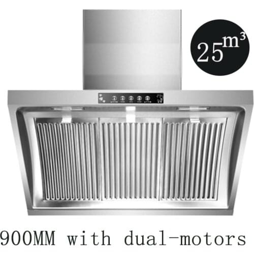 304 Stainless Steel Panel Hanging Range Hood Household Extractor Hood 900mm Side Suction with Double Motors For Kitchen Supplies