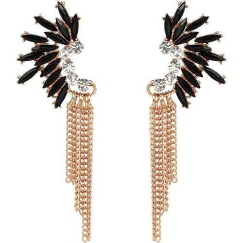 4Colors Good Quality Wholesale Fashion Jewelry Women Metal Chain Tassel Vintage Drop Dangle Earrings Stylish Metal Chain Special