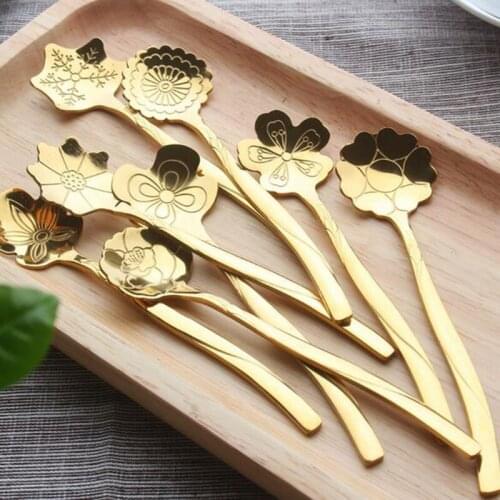 4pcs/set Stainless Steel Coffee Dessert Spoon Stirring Spoon Teaspoon Tea Spoon Long Handle Metal Spoon Drinking Tool