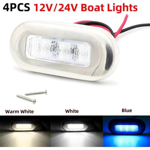 LED Lights for Boats Water 4Pcs 3 LED 12V 24V Boat Stair Deck Side Marker Light Indicator For Marine Yacht RV Campers Trailer