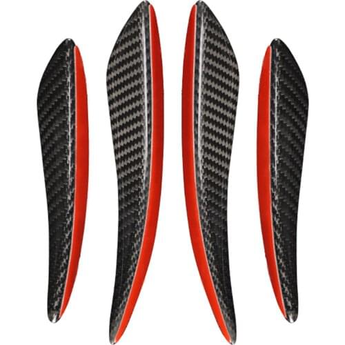 4pcs Universal Black Carbon Fiber Front Bumper Lip Rubber Fin Splitter Spoiler Canard Valence Sticker Car Styling Accessories