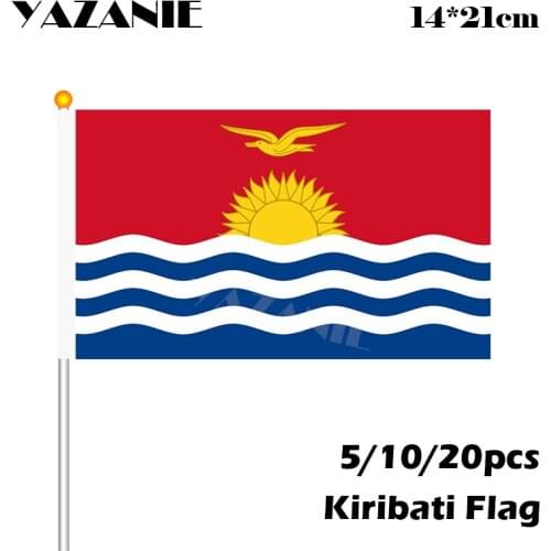 YAZANIE 14*21cm 5/10/20pcs Kiribati Polyester Flag Polyester Hand Wave Flag World Countries Small Car Flag Events Parade Sports