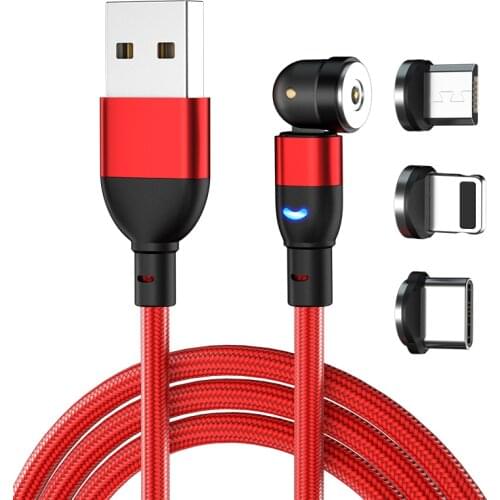 Android phone cables with Moon Shape LED indicator Nylon Braided 1M 2M magnetic cable 3 in 1 connectors cell phone accessaries