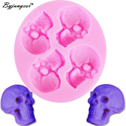 Byjunyeor M527 DIY Epoxy UV Resin Skeleton Head Skull Silicone Mold Candy Jelly Mould Fondant Cake Decorating Tools