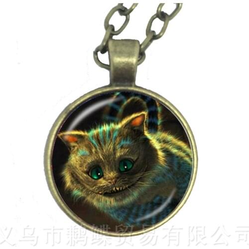 Cheshire Pendant Necklace Alice In Wonderland Jewelry Fun Gift Teen Girl Gift Sister Gift Geekery Pendant Sweater chain