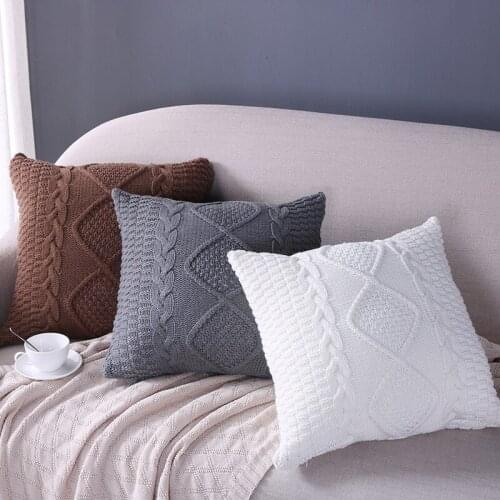 New Arrive Vintage Nordico Knitted Cushion Cover Coffee Ivory Grey White Pillow Case Fashion 45cm*45cm 4 Colors for Choose