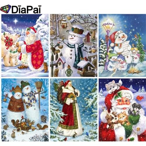 DIAPAI 5D Diamond Pattern Rhinestone Needlework Diy Diamond Painting Cross Stitch "Snowman Santa Claus" Diamond Embroidery