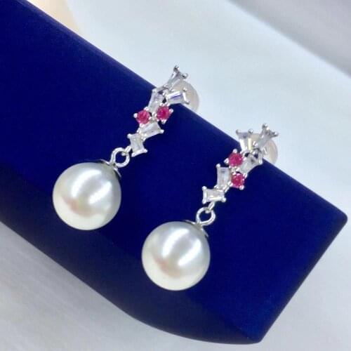 DIY Mounts 925 Sterling Silver Earrings Findings Settings Base Mountings Parts for Coral Pearls Agate Crystal Stones Jade