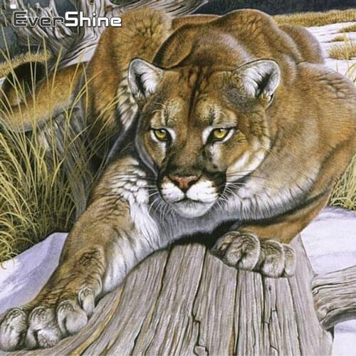 Evershine 5D Diamond Painting Tiger Cross Stitch Full Square Drill Diamond Embroidery Full Set Animal Sewing Rhinestone Stickers