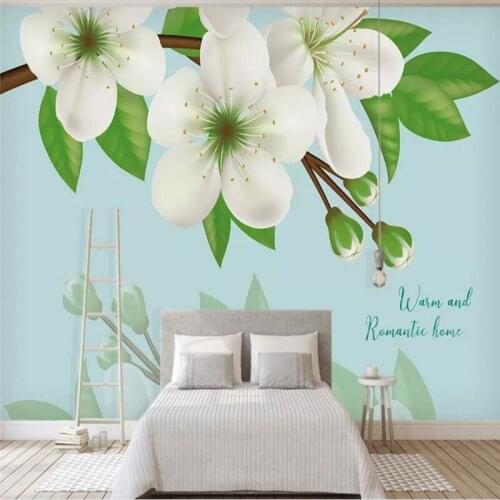 Custom wallpaper mural blue floral background wall