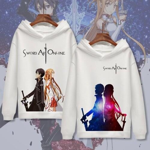 Sword Art Online Cosplay Hoodie Yuuki Asuna Kirigaya Kazuto Hoodies Winter Autumn Fleece Sweatshirts Casual Pullover Costume