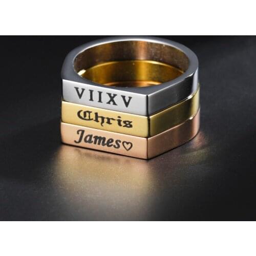 Custom Name Ring Stainless Steel Personality Rings For Women Men Jewelry Engraved Name Letters Word Rings Valentines Day Gift