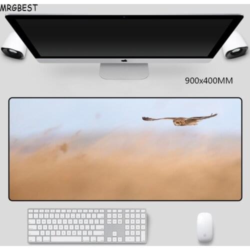 MRGBEST Owl Pattern Extended Large Mouse-Pad XXXL Cute Non-slip Nature Softy Rubber with Locking Edge Laptop Desk Mat for Gamer