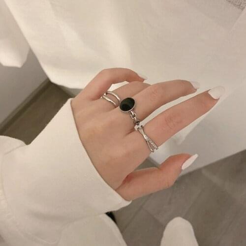 Creative Retro Geometric Irregular Opening Ring Charming Female Wedding Gold Silver Color Ring Set Fashion Girl Jewelry Gift