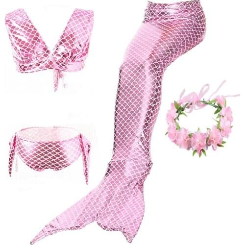 Swimmable Girls Mermaid Tails With Monofin Bikinis Set Kids Swimsuit Mermaid Tail Cosplay Costume Swimwear for Children Swimming