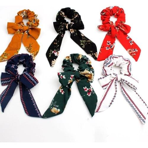 Bow Streamers Hair Ring Fashion Ribbon Girl Hair Bands Scrunchies Horsetail Tie Solid Headwear Hair Accessories