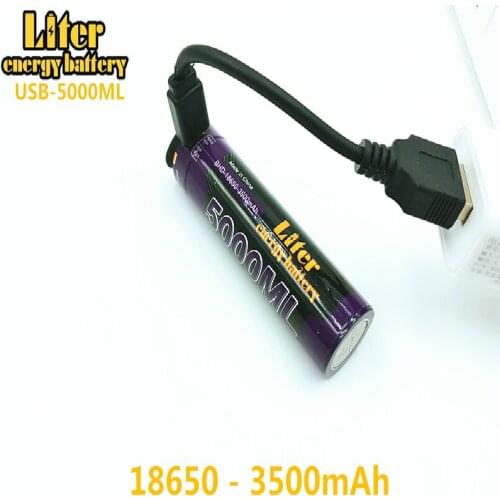 Liter energy battery USB wire+USB 18650 3500mAh 3.7V Li-ion battery USB 5000ML Li-ion Rechargebale battery