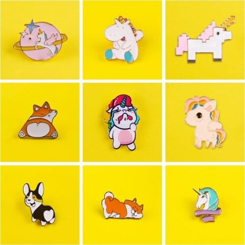 Cute Unicorn Accessories For Jewelry Gift Anime Icon Backpack Badges Decorative Pins Kawaii Dog Lapel Pin On Clothes Metal Badge