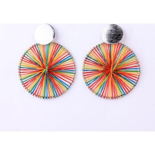 Fashion Winding Thread Earrings Colorful Dangel Statement Unique Cricle Bohemian Drop Earrings For Women Lady 2020 New Arravel