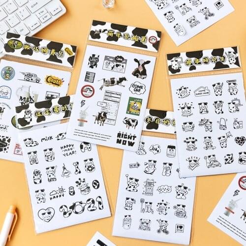 2 Sheets/Pack Black and white stickers Milk Tease Series Creative hand account DIY Decorative stickers