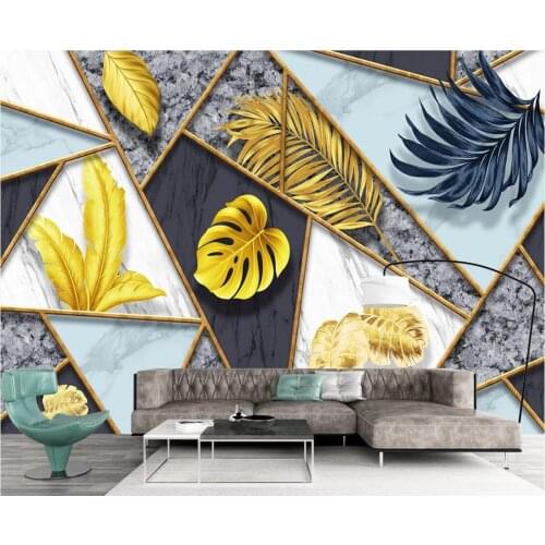 Nordic Abstract Geometric Wallpaper Tropical Leaf Mural for Bedroom Home Improvement Canvas Waterproof Wall Mural 3d Wall Paper