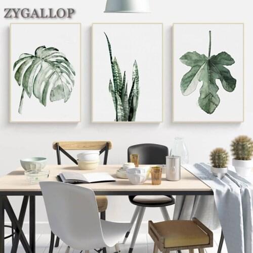 Plant Leaves Wall Art Canvas Painting Green Plant Nordic Posters and Prints Modern Decorative Picture Home Bedroom Decor Cuadros