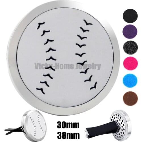 New Arrival Baseball (38mm)Magnet Car Diffuser 316 Stainless Steel Car Aroma Locket Free Pads Essential Oil Car Diffuser Lockets